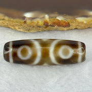 Natural Powerful Tibetan Old Oily Agate 3 Eyes Dzi Bead Heavenly Master (Tian Zhu) 三眼天诛 8.68g 37.5 by 12.0mm - Huangs Jadeite and Jewelry Pte Ltd