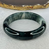 Transparent Colourless with Dark Greenish Black Piao Hua Sodium Feldspar Jade Bangle 水沫玉手镯 Internal Diameter 58.3mm 59.21g 15.3 by 9.0mm