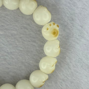 Natural White Color Bodhi Beads in Paw Bracelet 19.89g 16cm 12.8mm 17 Beads - Huangs Jadeite and Jewelry Pte Ltd