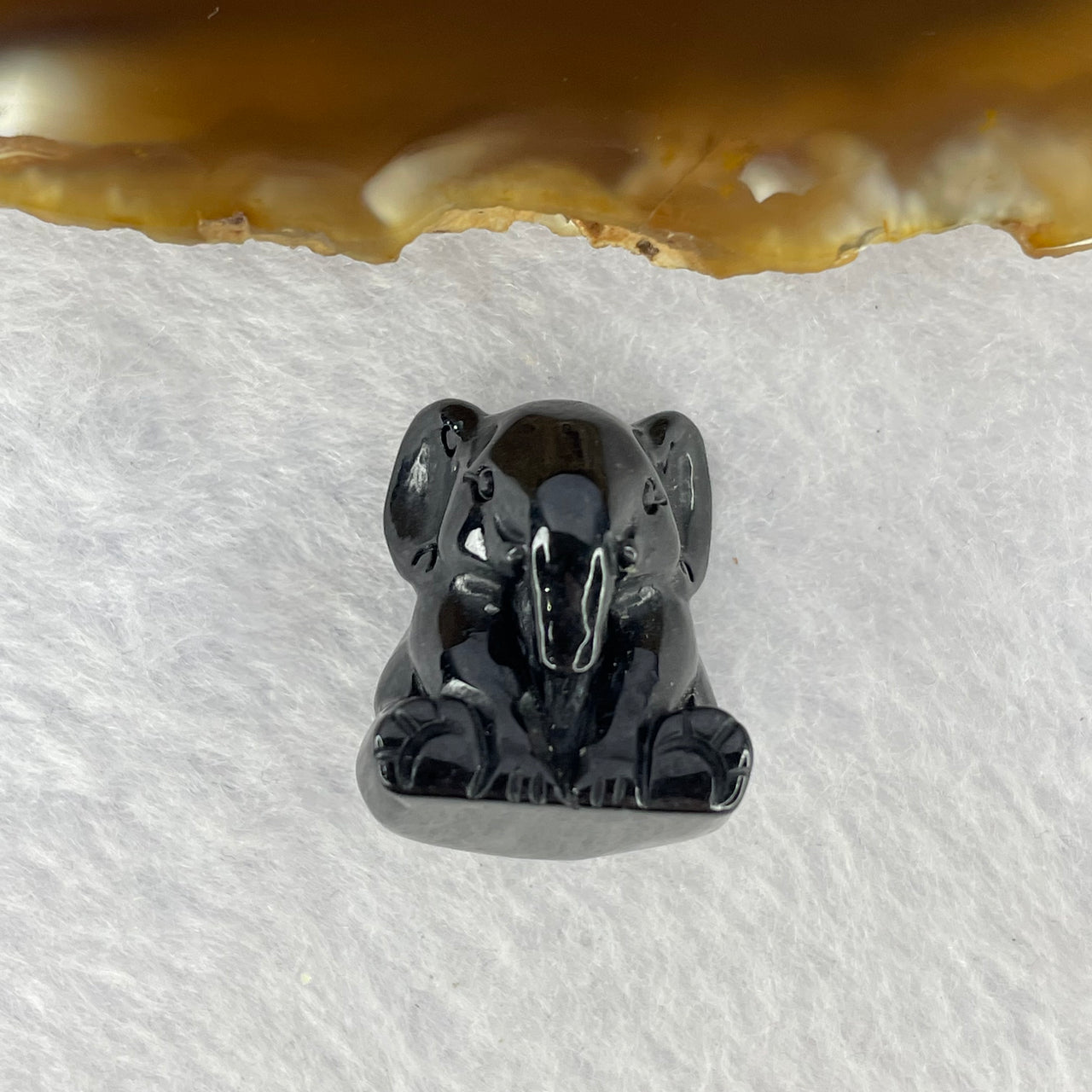 Type A Opaque Black Omphasite Elephant Charm A货墨翠大象牌 8.99g 20.4 by 17.3 by 15.5 mm - Huangs Jadeite and Jewelry Pte Ltd