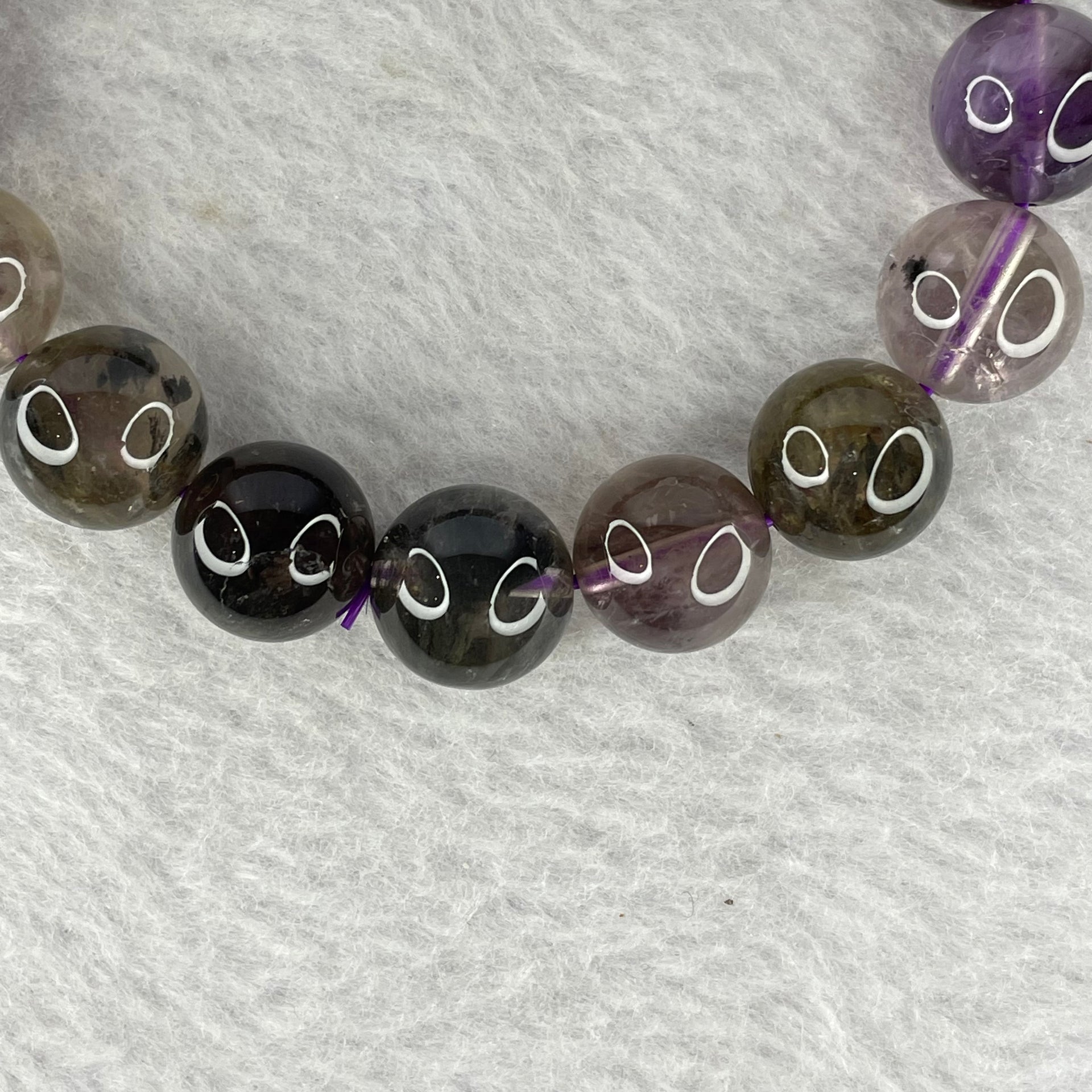 Natural Auralite Crystal Bracelet 极光手链 42.06g 12.2 mm 17 Beads - Huangs Jadeite and Jewelry Pte Ltd