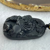 Black Obsidian Beads Necklace with Black Obsidian Flying Pixiu with Coins and Ruyi Pendant 24.99g 46.8 by 33.6 by 13.8mm