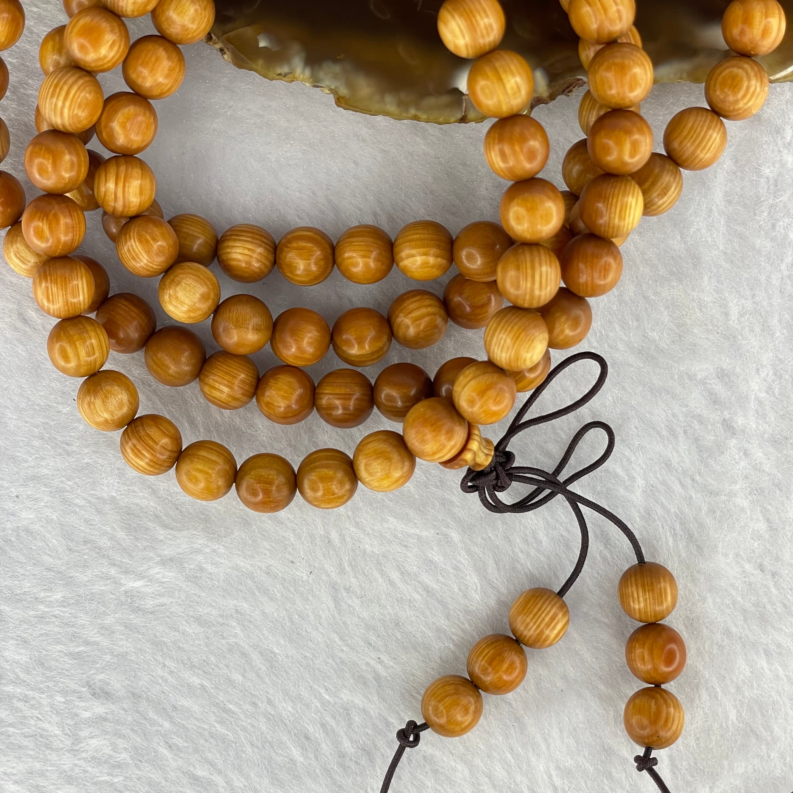 Natural Yabai Wood 崖柏 Beads Necklace 28.60g 7.9 mm 112+6 Beads | Huangs ...