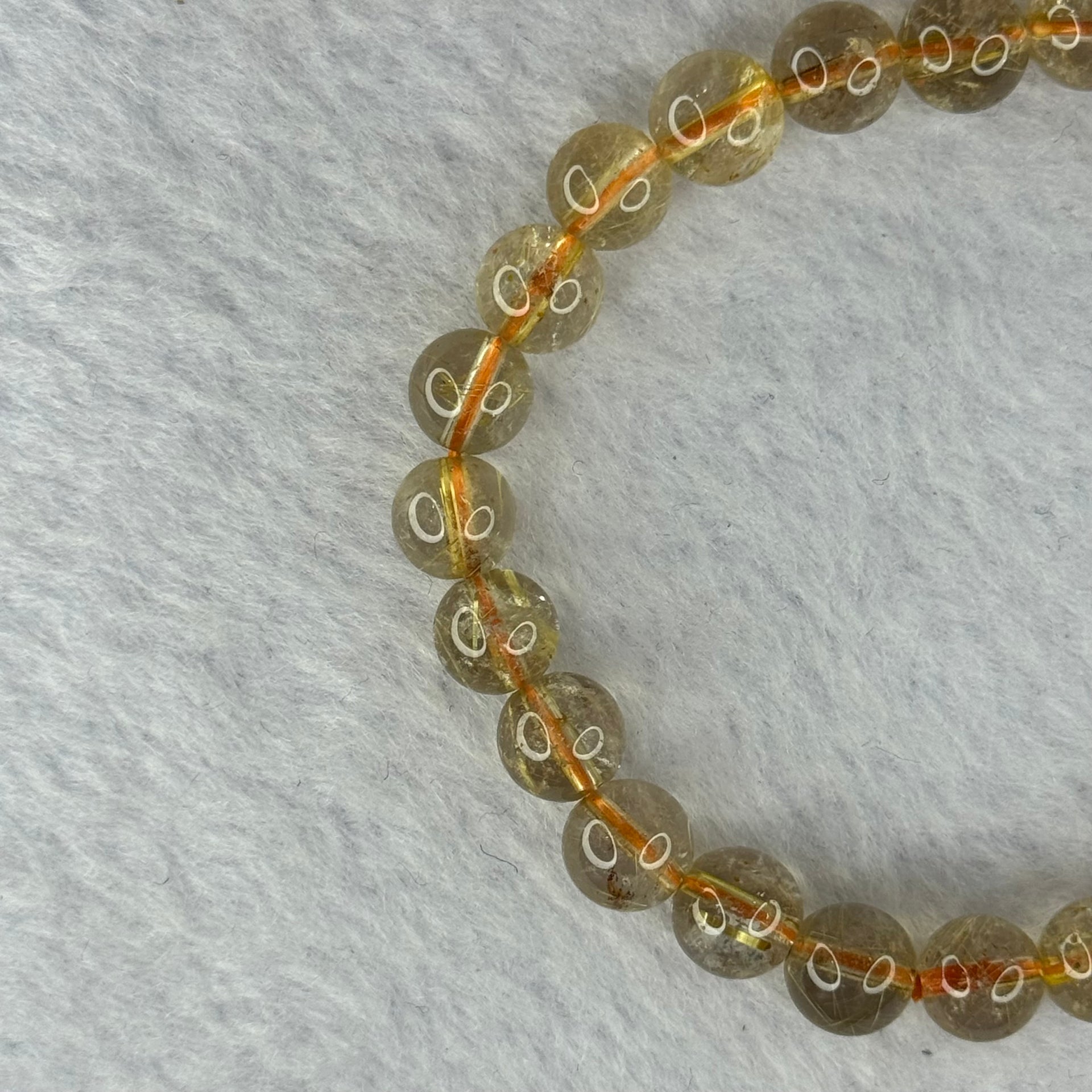 Natural Golden Rutilated Quartz Beads 天然金发水晶手链 14.86g 15cm 7.8mm 24 Beads - Huangs Jadeite and Jewelry Pte Ltd