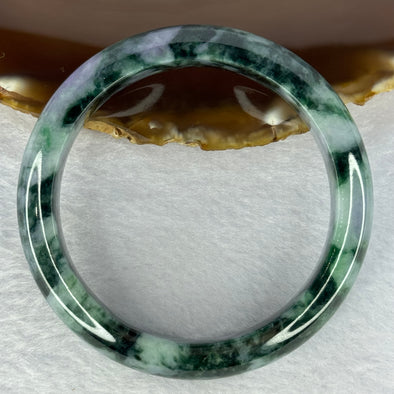 Type A Green Deep Lavender with Moss Green Jadeite Bangle Internal Diameter 58.5mm 68.42g 13.8 by 8.8mm (Very Slight Internal Line)