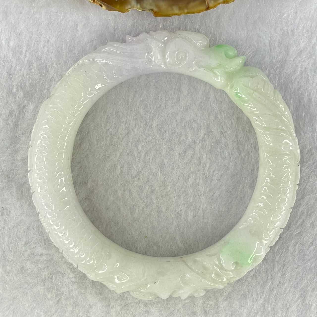 Type A Faint Green Lavender Jadeite Carved Ruyi Bangle Internal Diameter 56.0mm 86.81g 18.0 by 9.5mm (Internal Lines)