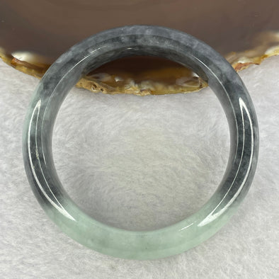 Type A Grey Wuji with Light Green Jadeite Bangle 62.29g Inner Diameter 55.1mm 14.2 by 8.6mm (Very Fine Internal Lines) - Huangs Jadeite and Jewelry Pte Ltd