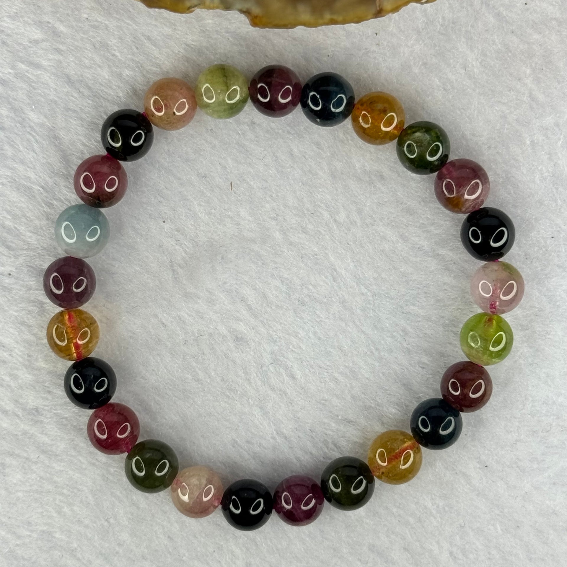 Good Grade Natural Tourmaline Beads Bracelet 好的天然碧玺珠手链 14.37g 15cm 7.3mm 25 Beads - Huangs Jadeite and Jewelry Pte Ltd