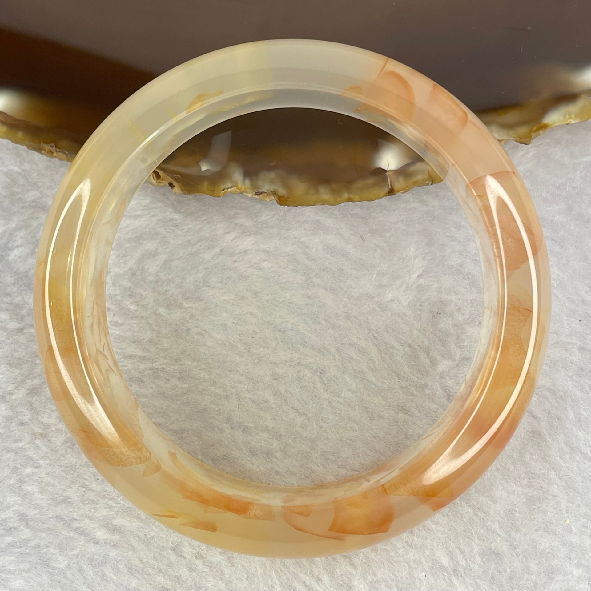 Natural Flower Agate Bangle 51.90g Internal Diameter 54.0mm 16.3 by 8.5mm - Huangs Jadeite and Jewelry Pte Ltd