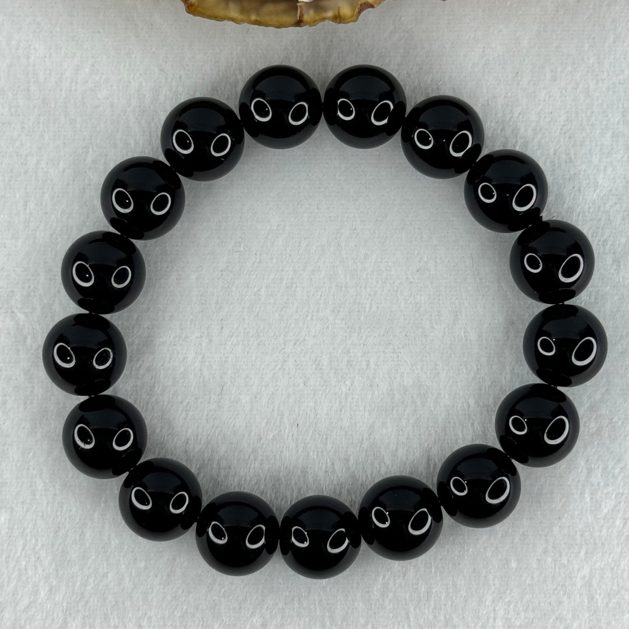 Natural Black Moldavite Meteorite Crystal Beads Bracelet 38.71g 18cm 12.3mm 17 Beads