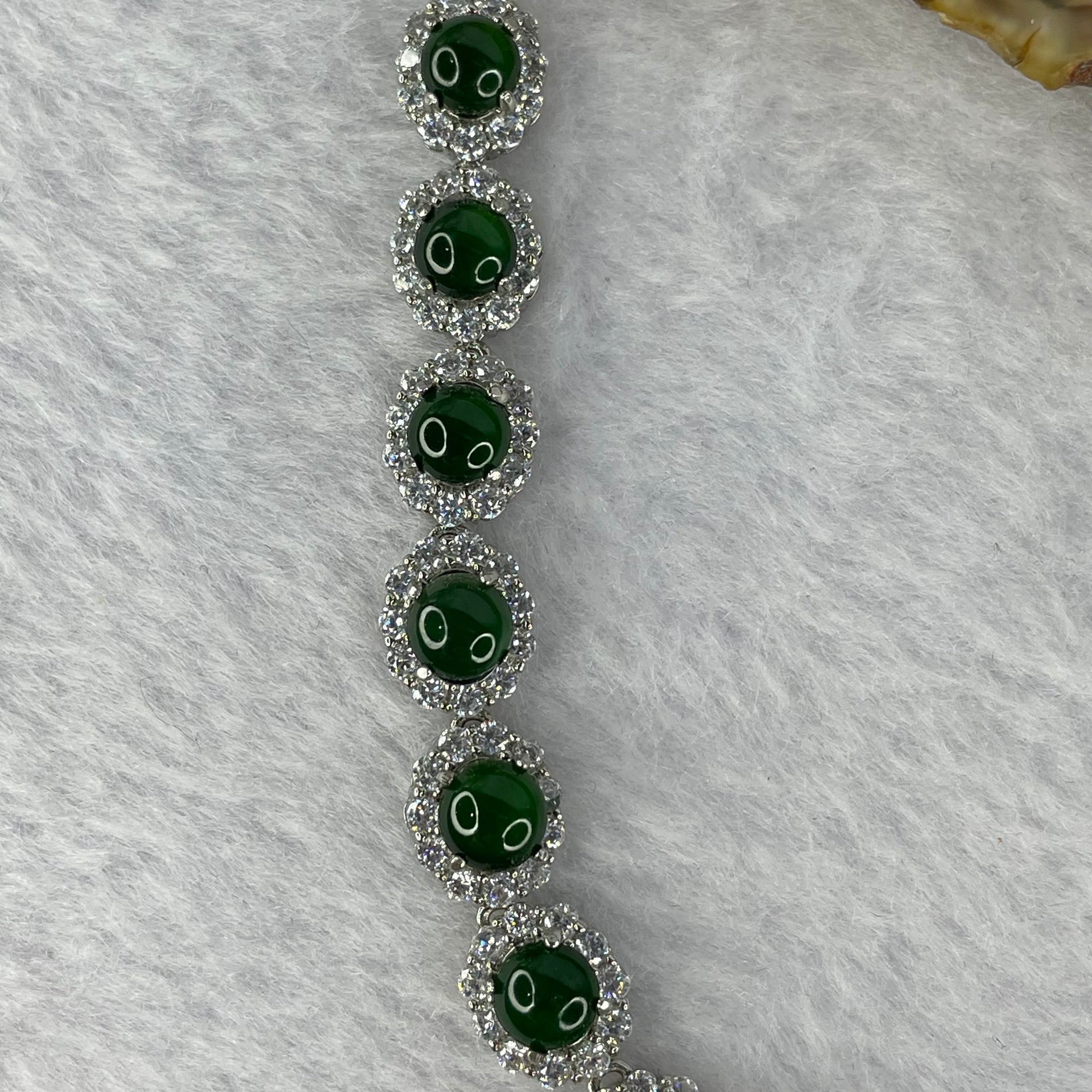 Certified Type A Icy Dark Green Jadeite Beads in 925 Sliver Necklace 15.53g 5.6 by 2.0 mm 17 Pcs - Huangs Jadeite and Jewelry Pte Ltd