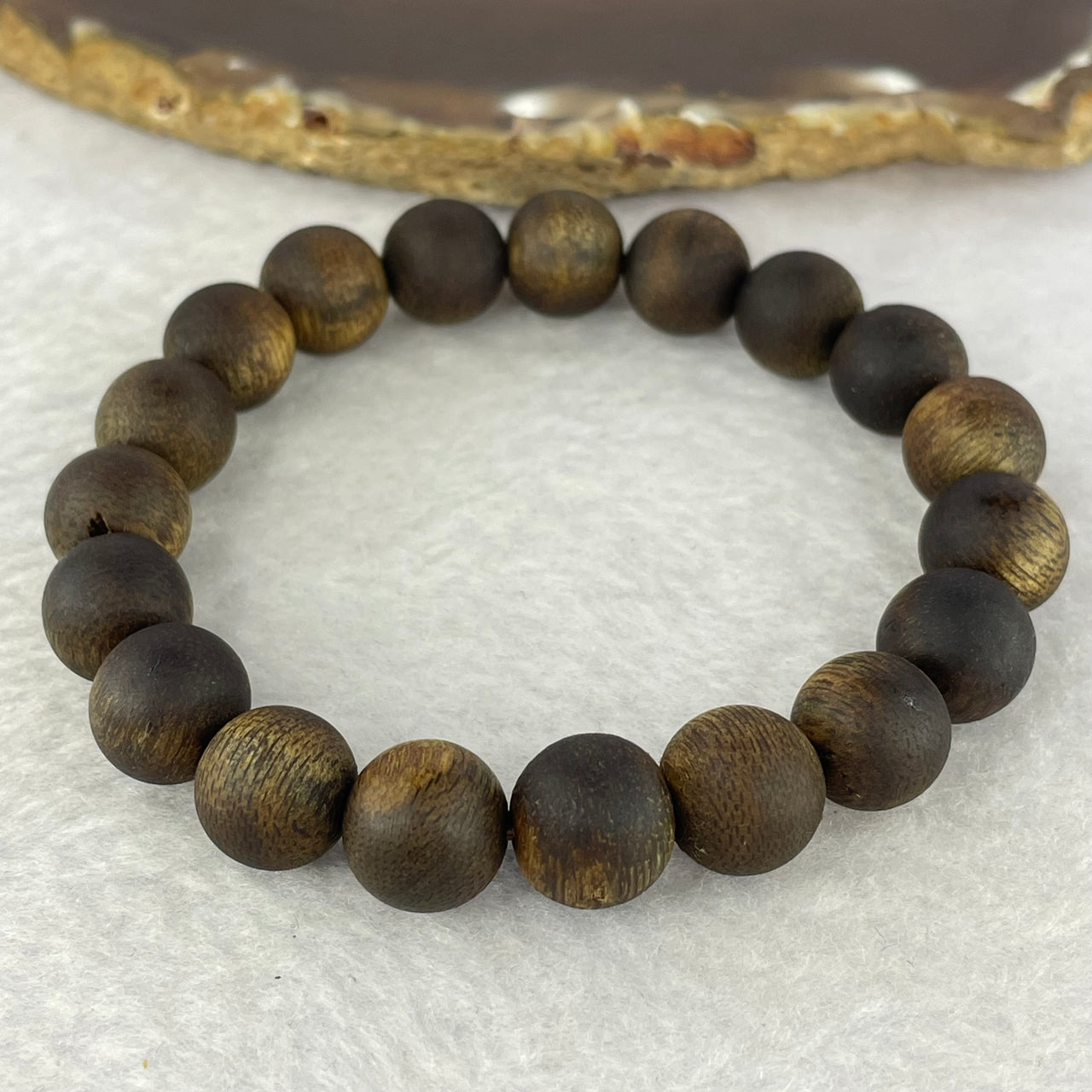 Natural Hainan Wild Old Agarwood Bracelet (Floating) 天然海南野生老树沉香手链 10.68g 17cm 10.7mm 19 Beads - Huangs Jadeite and Jewelry Pte Ltd