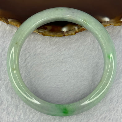 Type A Light Green with Bright Green Patches Jadeite Bangle 78.00g Internal Diameter 61.7mm 14.5 by 9.9mm (Very Slight External Rough)