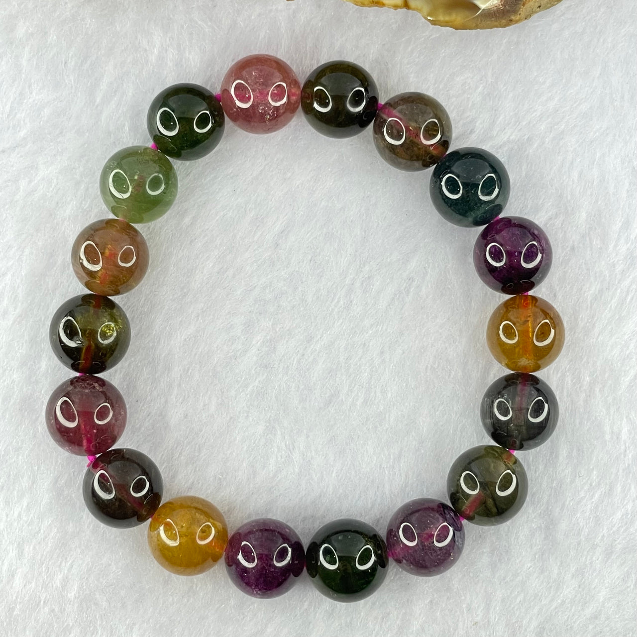 Natural Tourmaline Beads Bracelet 好的天然碧玺珠手链 30.80g 15.5cm 10.4mm 18 Beads