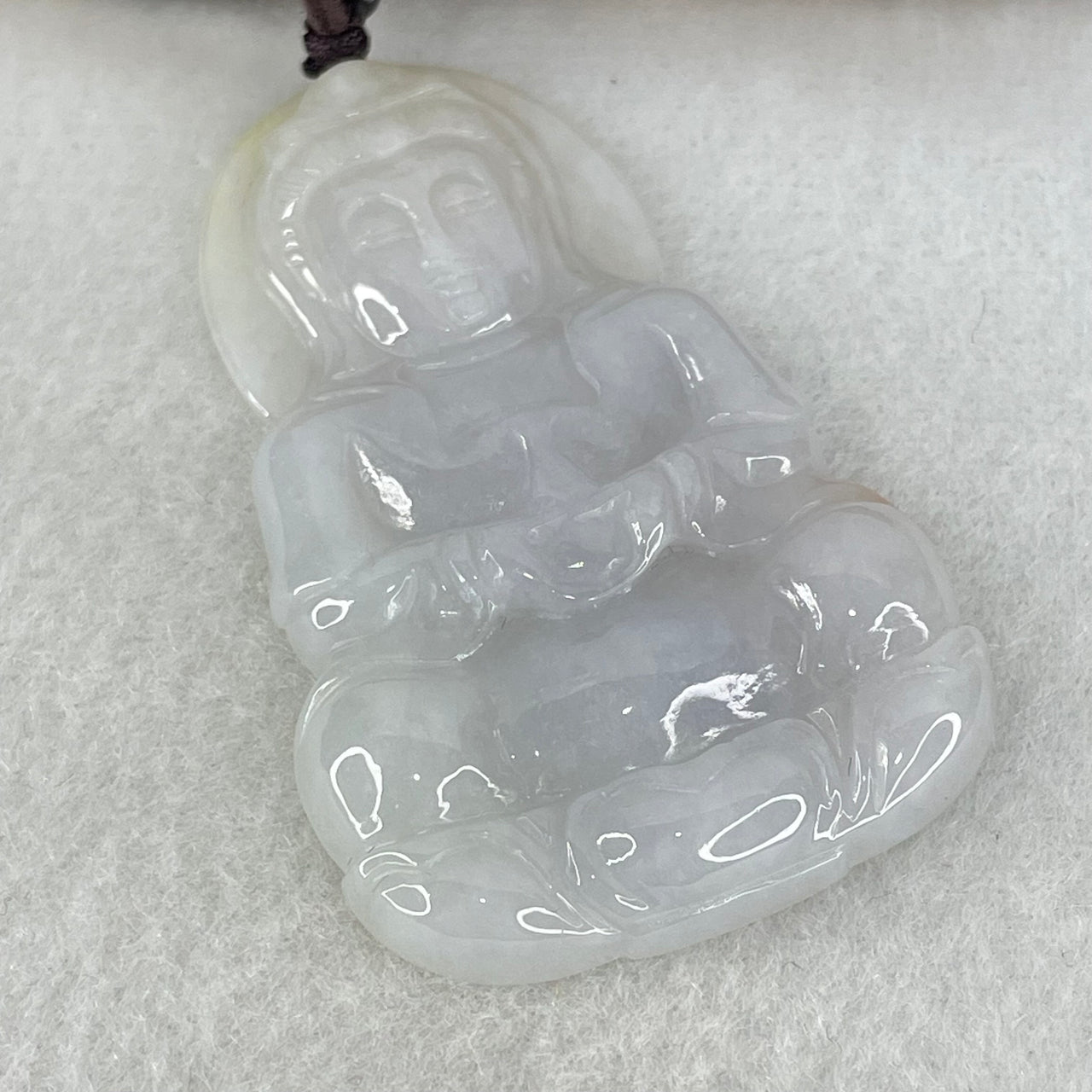 Type A Lavender Jadeite Guan Yin Pendant 16.26g 52.2 by 33.1 by 6.0mm