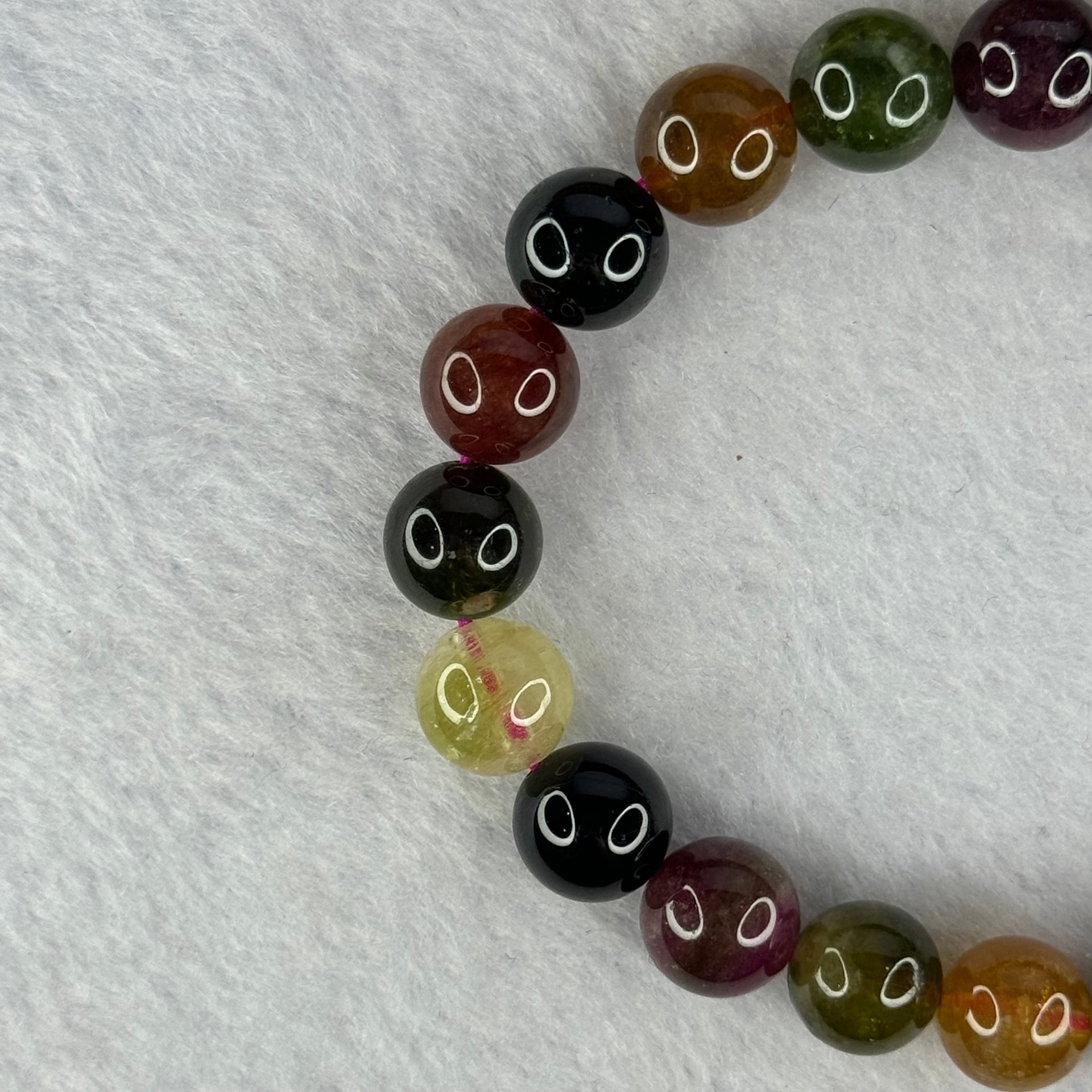 Good Grade Natural Tourmaline Beads Bracelet 好的天然碧玺珠手链 29.33g 16.5cm 9.9mm 20 Beads - Huangs Jadeite and Jewelry Pte Ltd