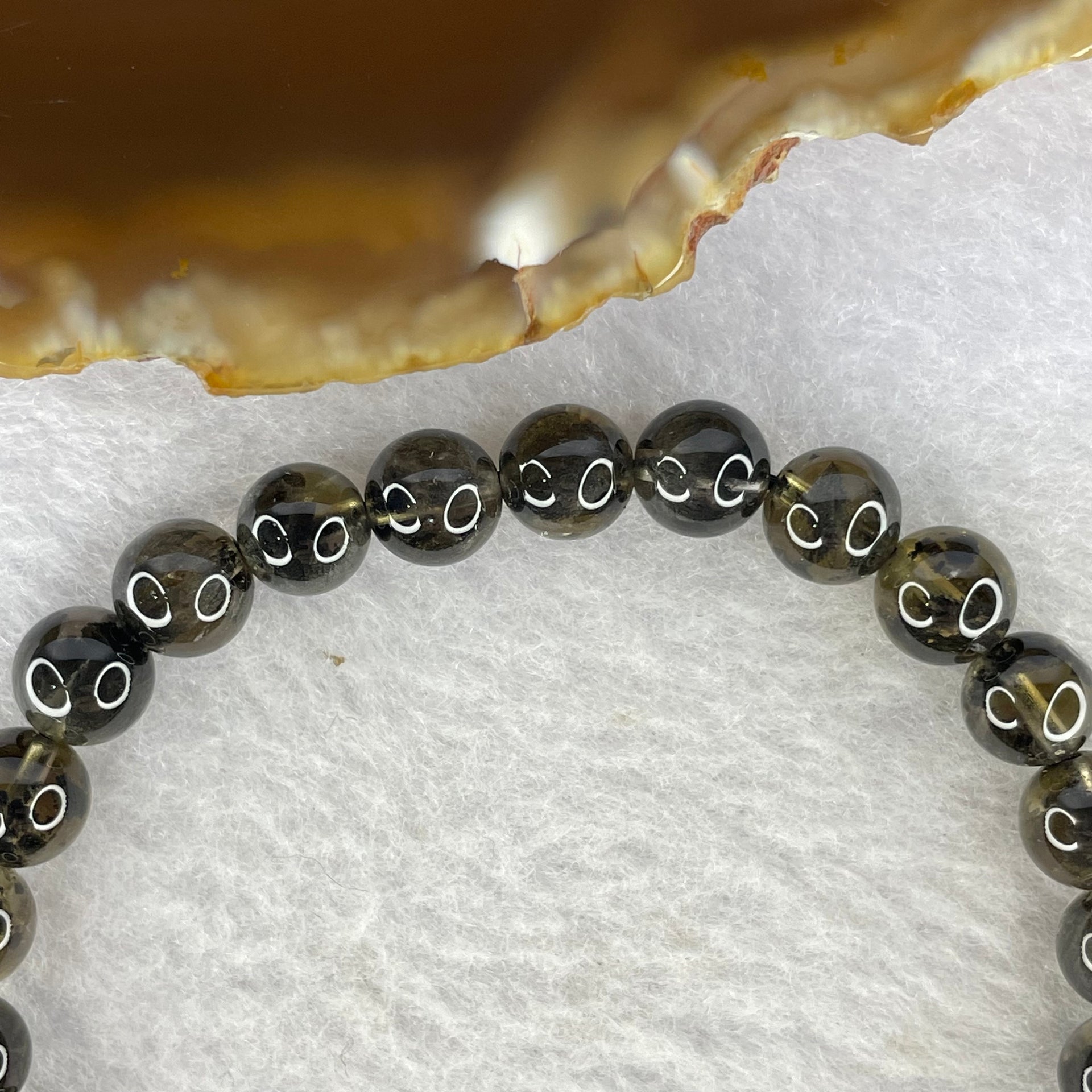 Natural Black Auralite Crystal Bracelet 黑极光手链 13.19g 7.4 mm 26 Beads - Huangs Jadeite and Jewelry Pte Ltd