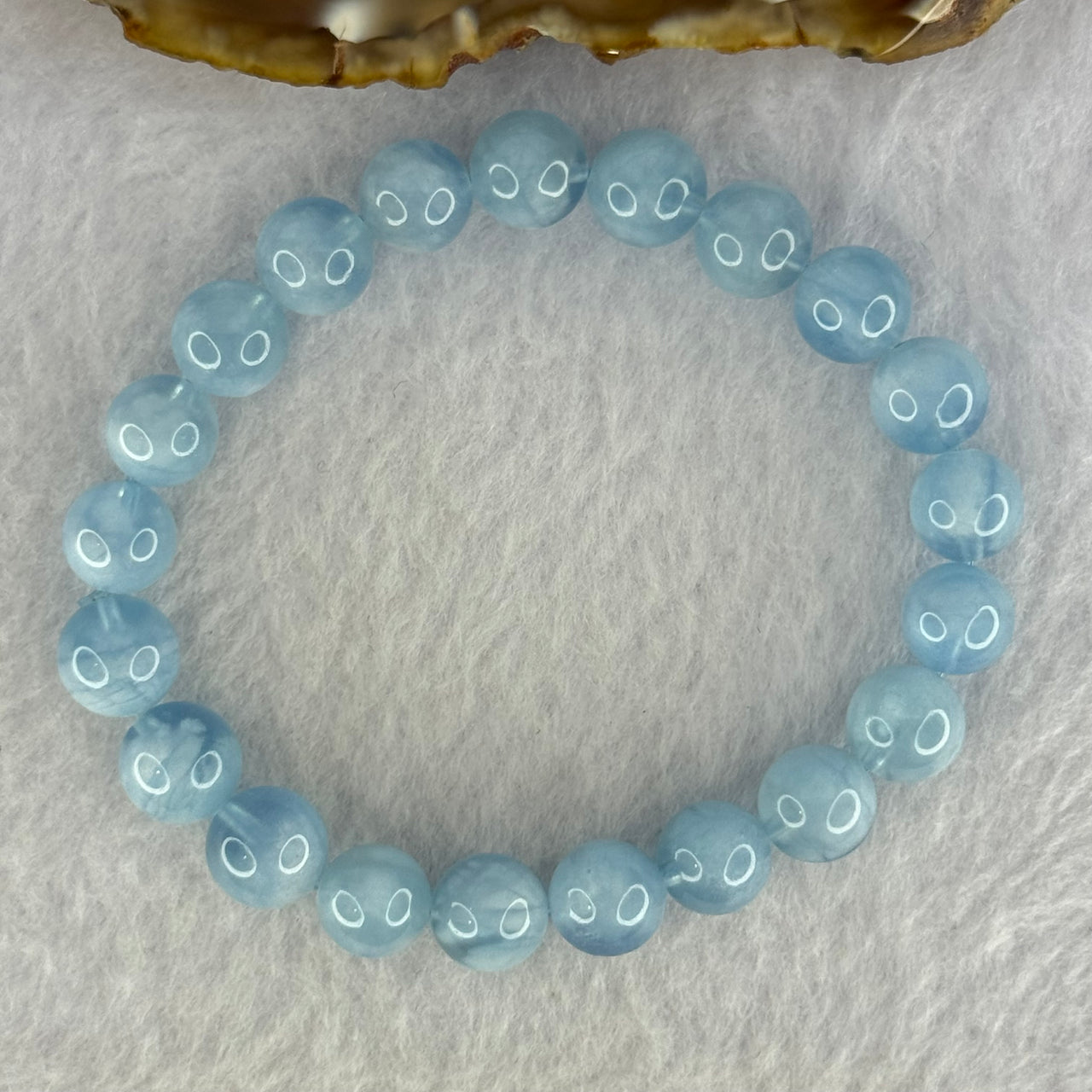 Natural Aquamarine Beads Bracelet 23.56g 16.5cm 9.4mm 21 Beads