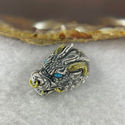 925 Sliver Dragon with Turquoise Eyes and Movable Nose Ring Bracelet Charm 10.94g 22.9 by 16.0 by 13.6 mm - Huangs Jadeite and Jewelry Pte Ltd