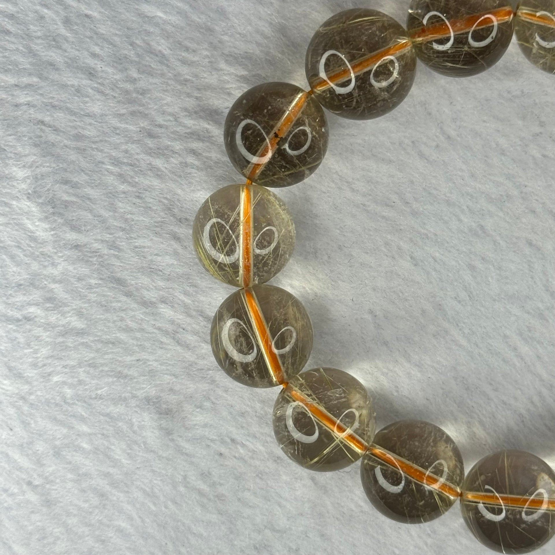 Natural Golden Rutilated Quartz Beads 天然金发水晶手链 73.30g 20cm 15.7mm 15 Beads - Huangs Jadeite and Jewelry Pte Ltd