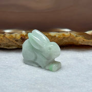 Type A Lavender Green Jadeite Rabbit Pendant 7.38g 23.5 by 9.7 by 18.1mm - Huangs Jadeite and Jewelry Pte Ltd