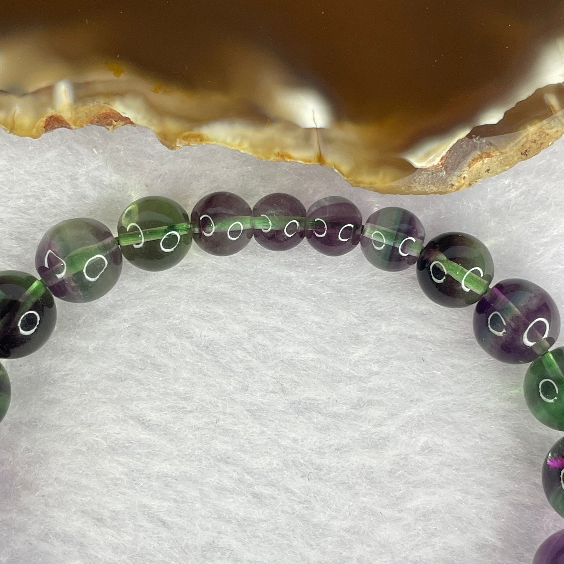 Natural Intense Deep Purple and Green Fluorite 21 Beads 12.4mm 32.70g - Huangs Jadeite and Jewelry Pte Ltd