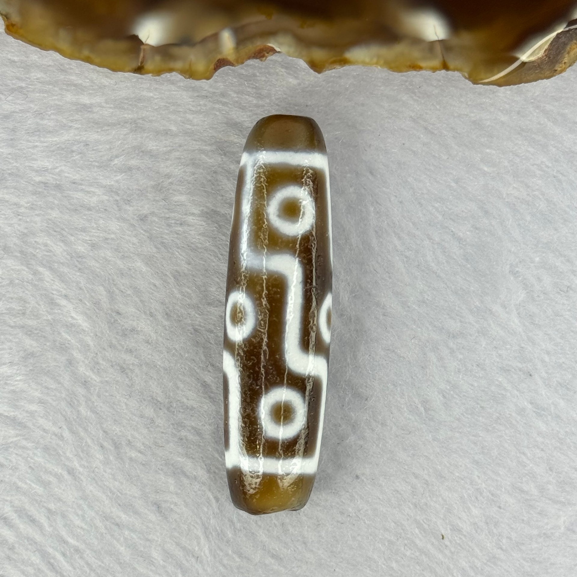 Natural Powerful Tibetan Old Oily Agate 9 Eyes Dzi Bead Heavenly Master (Tian Zhu) 九眼天诛 13.03g 47.9 by 13.0mm - Huangs Jadeite and Jewelry Pte Ltd