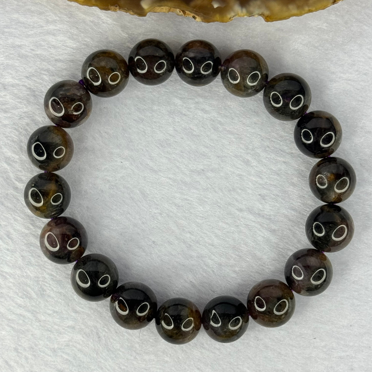 Natural Black Auralite 23 Bracelet 天然黑激光23手链 35.22g 17.5cm 11.4mm 18 Beads - Huangs Jadeite and Jewelry Pte Ltd