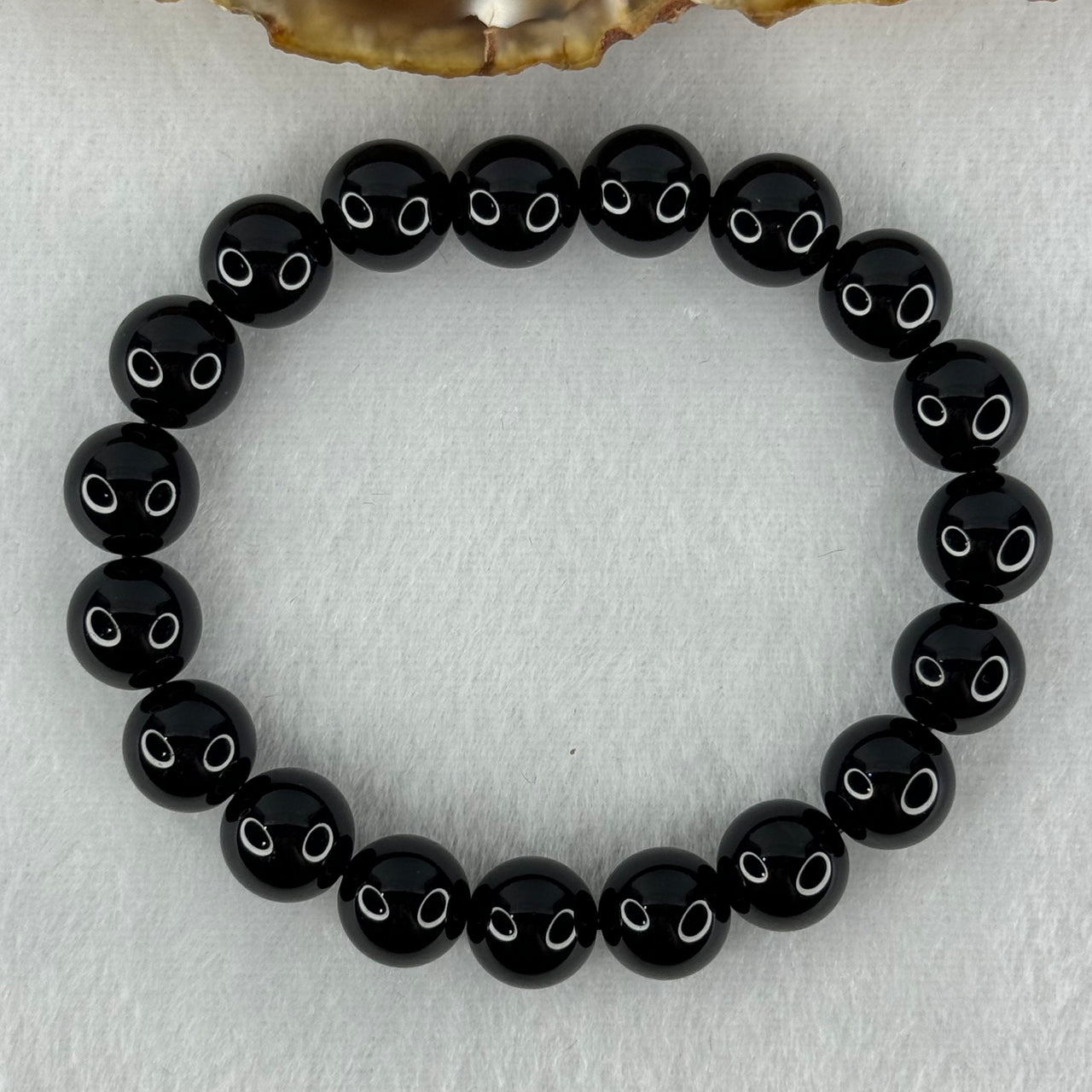 Natural Black Moldavite Meteorite Beads Bracelet 25.00g 16.5cm 10.3 by 19 Beads