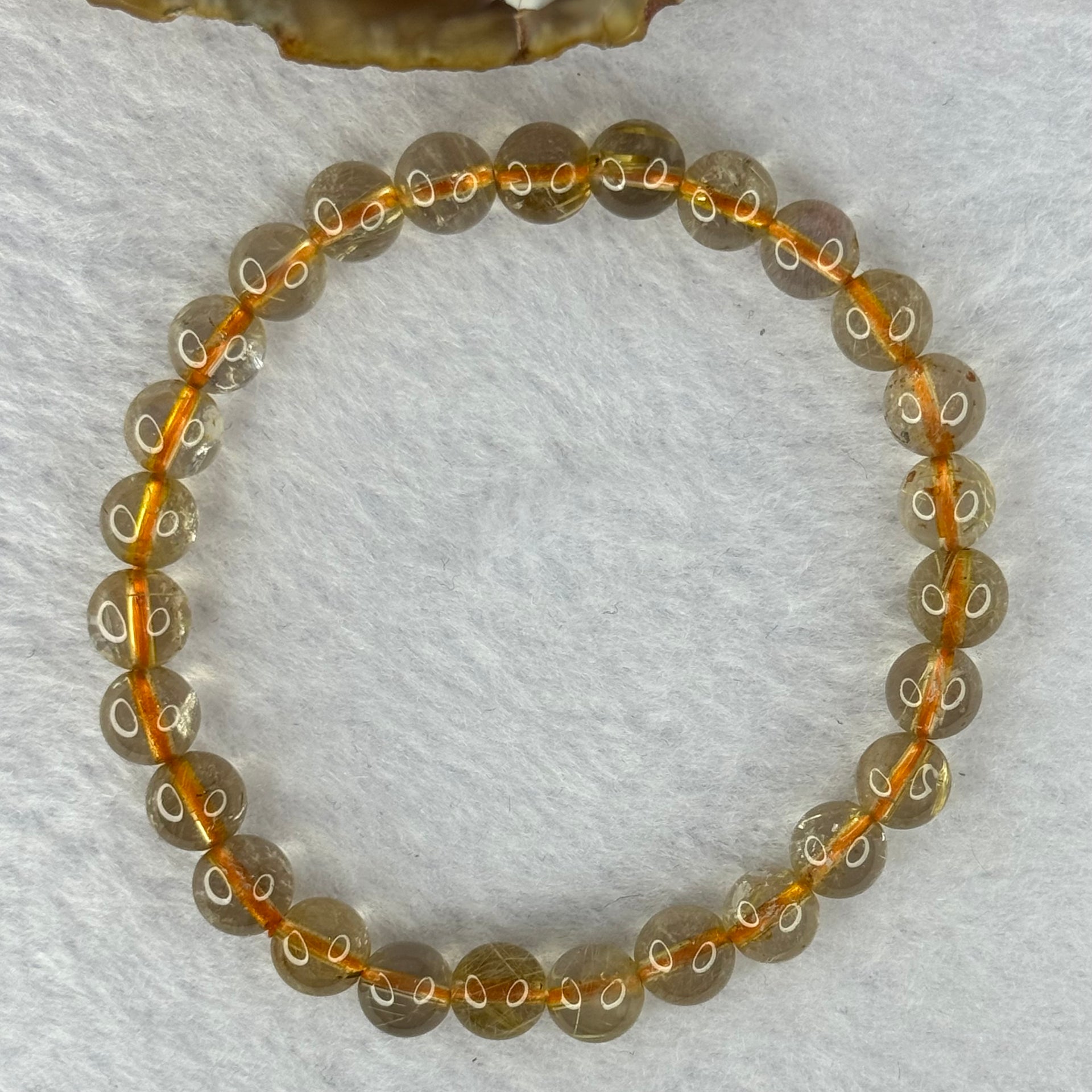 Natural Golden Rutilated Quartz Beads 天然金发水晶手链 13.23g 15.5cm 7.3mm 27 Beads - Huangs Jadeite and Jewelry Pte Ltd