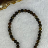 Natural Dark Brown Flower Amber Beads Elastic Necklace 8.02g 50cm 5.4mm 105 Beads