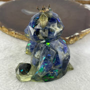 Acrylic with Natural Sodalite Bear Mini Display 105.25g 60.6 by 62.5 by 54.4mm - Huangs Jadeite and Jewelry Pte Ltd