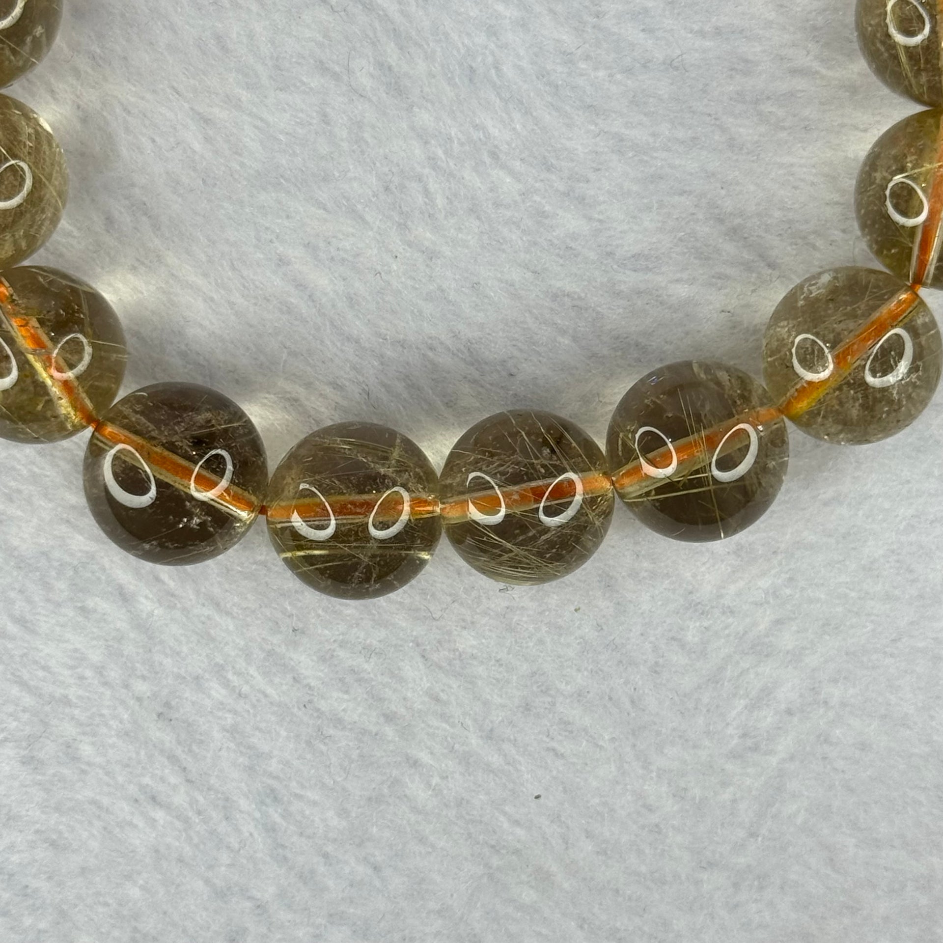 Natural Golden Rutilated Quartz Beads 天然金发水晶手链 48.72g 18.5cm 13.0mm 17 Beads - Huangs Jadeite and Jewelry Pte Ltd