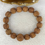 Natural Wild Australian Sandalwood 檀香 Om Mani Padme Hum Beads Bracelet 16.03g 11.5mm 15 Beads / 15.0mm 1 Beads - Huangs Jadeite and Jewelry Pte Ltd