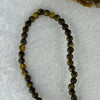 Natural Dark Brown Flower Amber Beads Elastic Necklace 8.02g 50cm 5.4mm 105 Beads