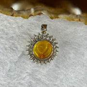 925 Sliver Amber Pendent/Charm 3.12g 11.8 by 8.7 mm - Huangs Jadeite and Jewelry Pte Ltd