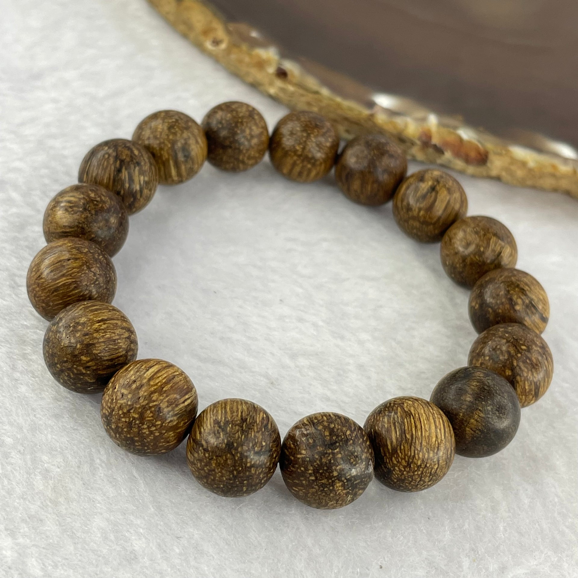 Natural Wild Vietnam Black Kynam Qi Nan Chen Xiang Mu Agarwood Beads Bracelet (Sinking Type 沉水) 天然野生越南黑奇南沉香珠手链 13.04g 17.5cm 12.4 mm 17 Beads - Huangs Jadeite and Jewelry Pte Ltd