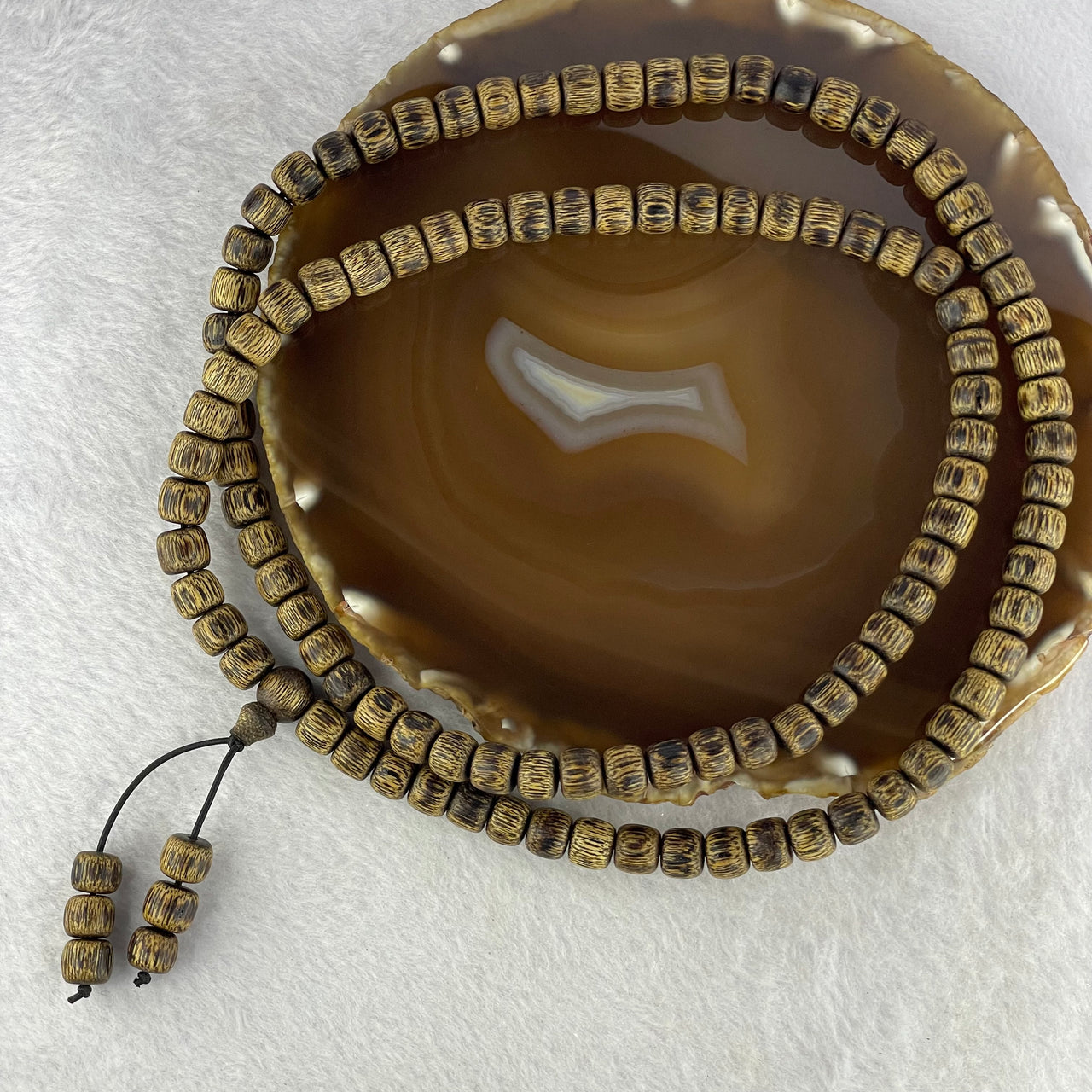 Natural Wild Vietnam Lu Qi Nan Agarwood Beads Necklace 31.70g 80cm 9.1mm 108 + 6 Beads - Huangs Jadeite and Jewelry Pte Ltd