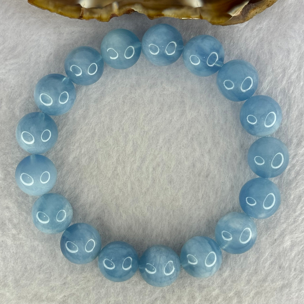 Natural Aquamarine Beads Bracelet 48.94g 19cm 12.9mm 17 Beads