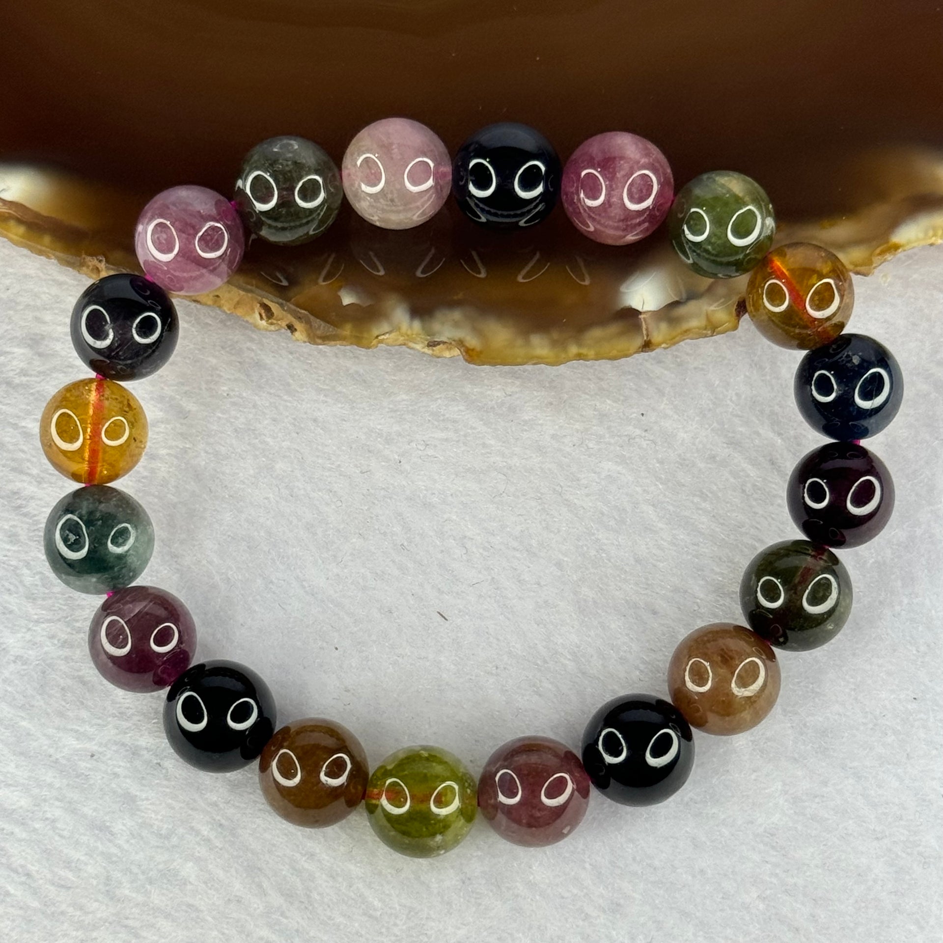 Good Grade Natural Tourmaline Beads Bracelet 好的天然碧玺珠手链 29.21g 16cm 9.9mm 20 Beads - Huangs Jadeite and Jewelry Pte Ltd