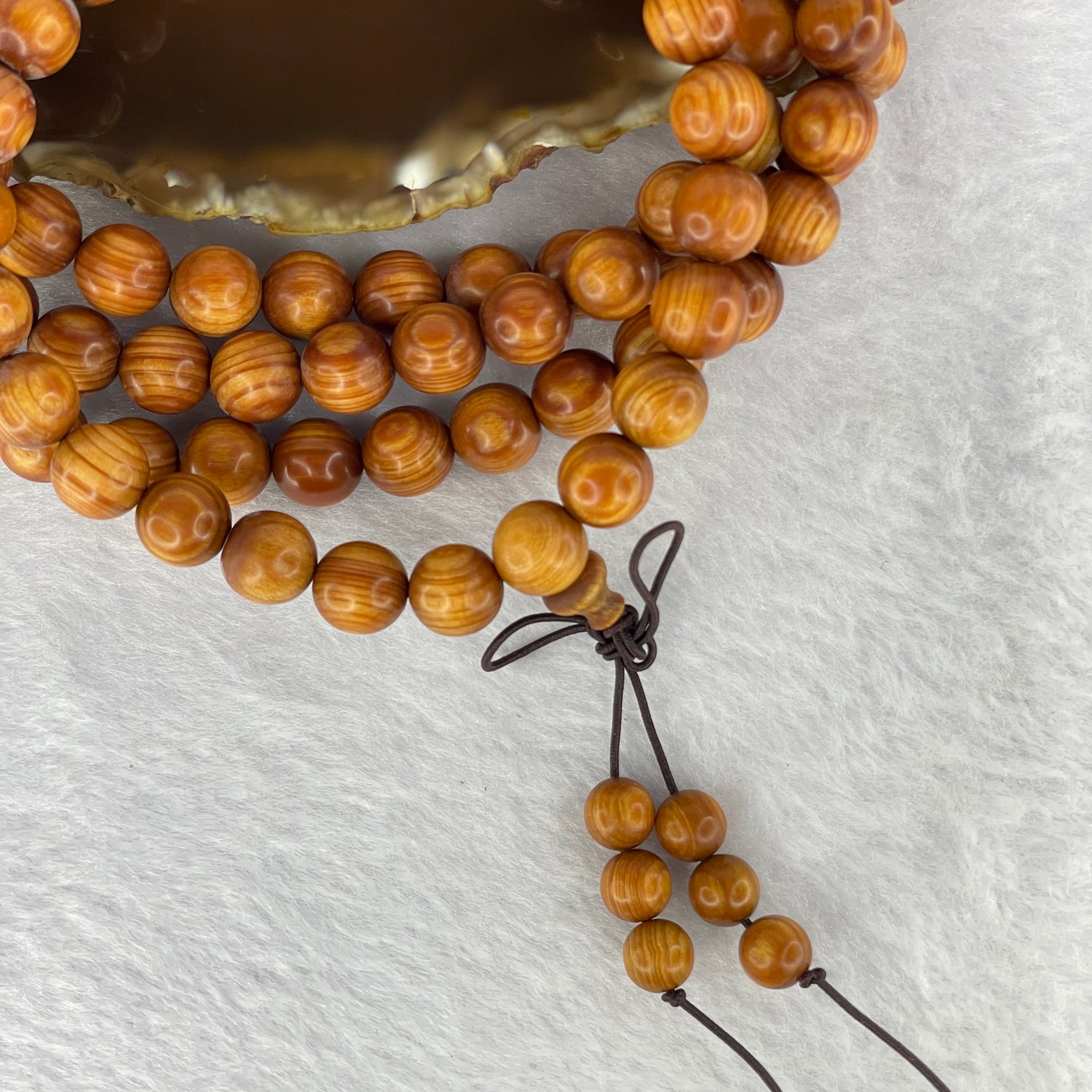 Natural High Oil Yabai Wood 高油崖柏 Beads Necklace 58.72g 10.2 mm 111 Beads / 7.7 mm 6 Beads - Huangs Jadeite and Jewelry Pte Ltd