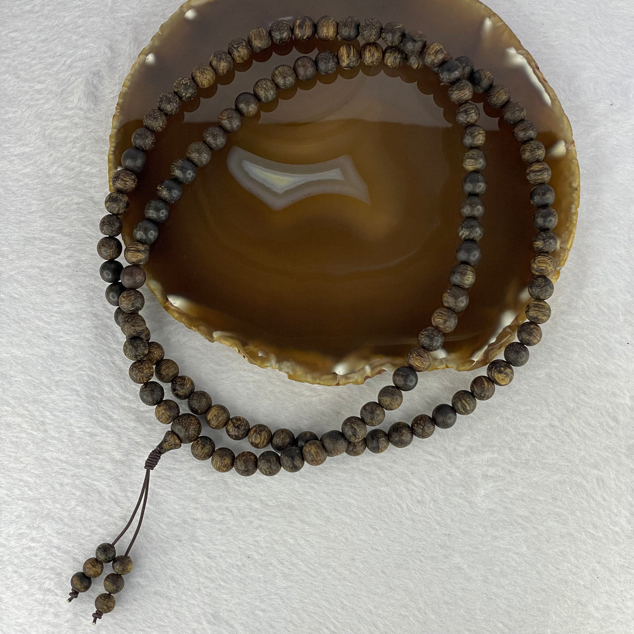 Natural Wild Vietnam Black Kynam Qi Nan Chen Xiang Mu Agarwood Beads Necklace (Sinking Type 沉水) 天然野生越南黑奇南沉香珠项链 29.28g 86 cm 8.3 mm 108 beads - Huangs Jadeite and Jewelry Pte Ltd