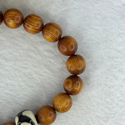 Natural Old Yabai Thuja Wood Beads With 3 Eyes Dzi Bead  Bracelet 老树崖柏三眼天珠手链 11.28g 16.5cm 10.0mm 18 Beads / 14.4 by 9.9mm 1 Bead - Huangs Jadeite and Jewelry Pte Ltd