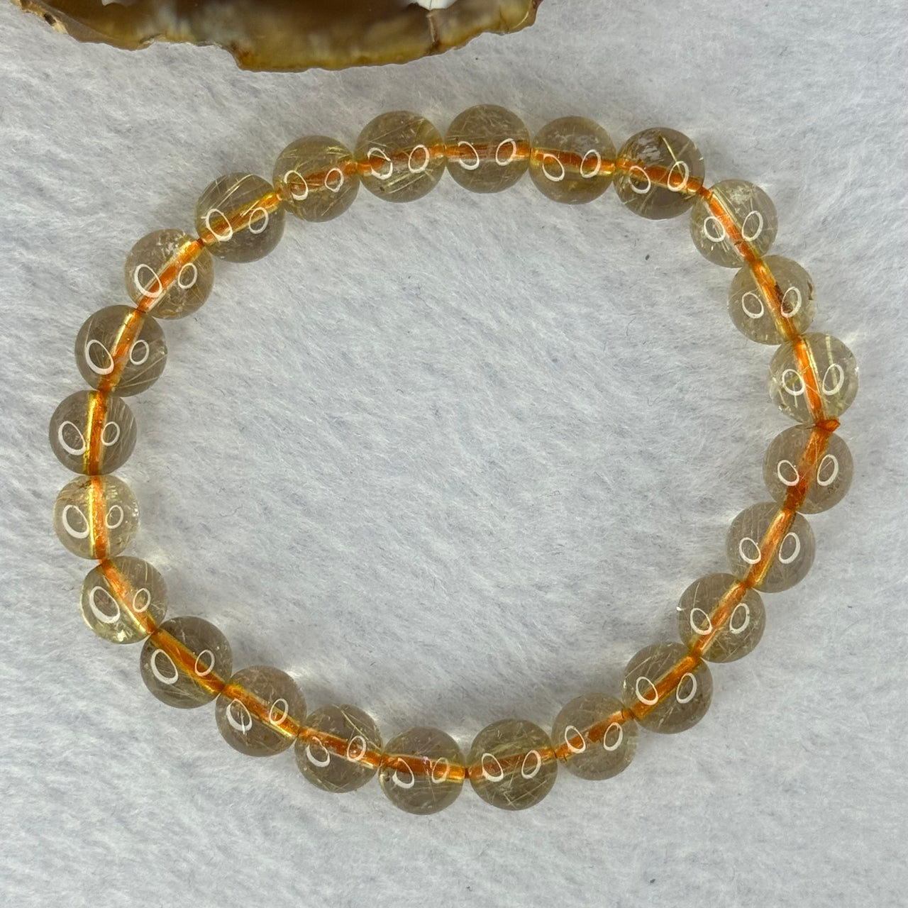 Natural Golden Rutilated Quartz Beads 天然金发水晶手链 14.95g 15cm 7.8mm 24 Beads - Huangs Jadeite and Jewelry Pte Ltd