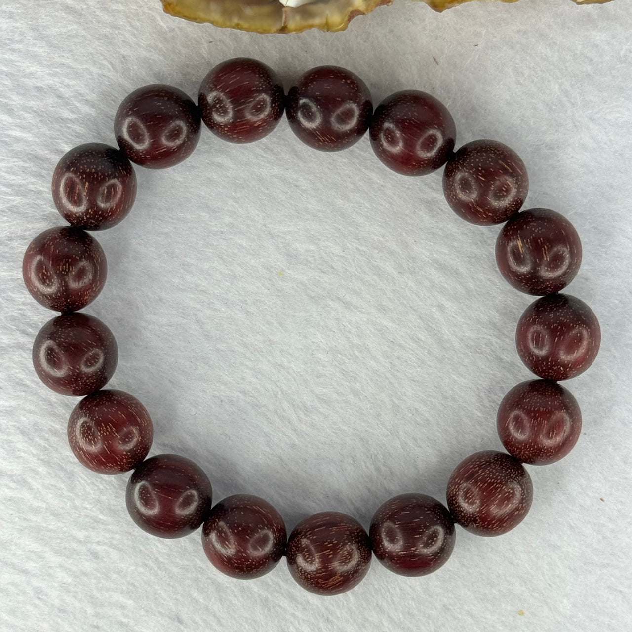 Natural Blood Zitan Beads Bracelet 天然血檀木手链 13.11g 17.5cm 11.9mm 17 Beads - Huangs Jadeite and Jewelry Pte Ltd