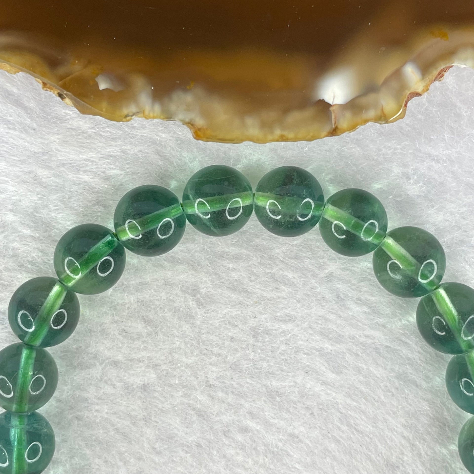 Natural Green Fluorite Beads Bracelet 24.15g 8.8mm 22 Beads - Huangs Jadeite and Jewelry Pte Ltd