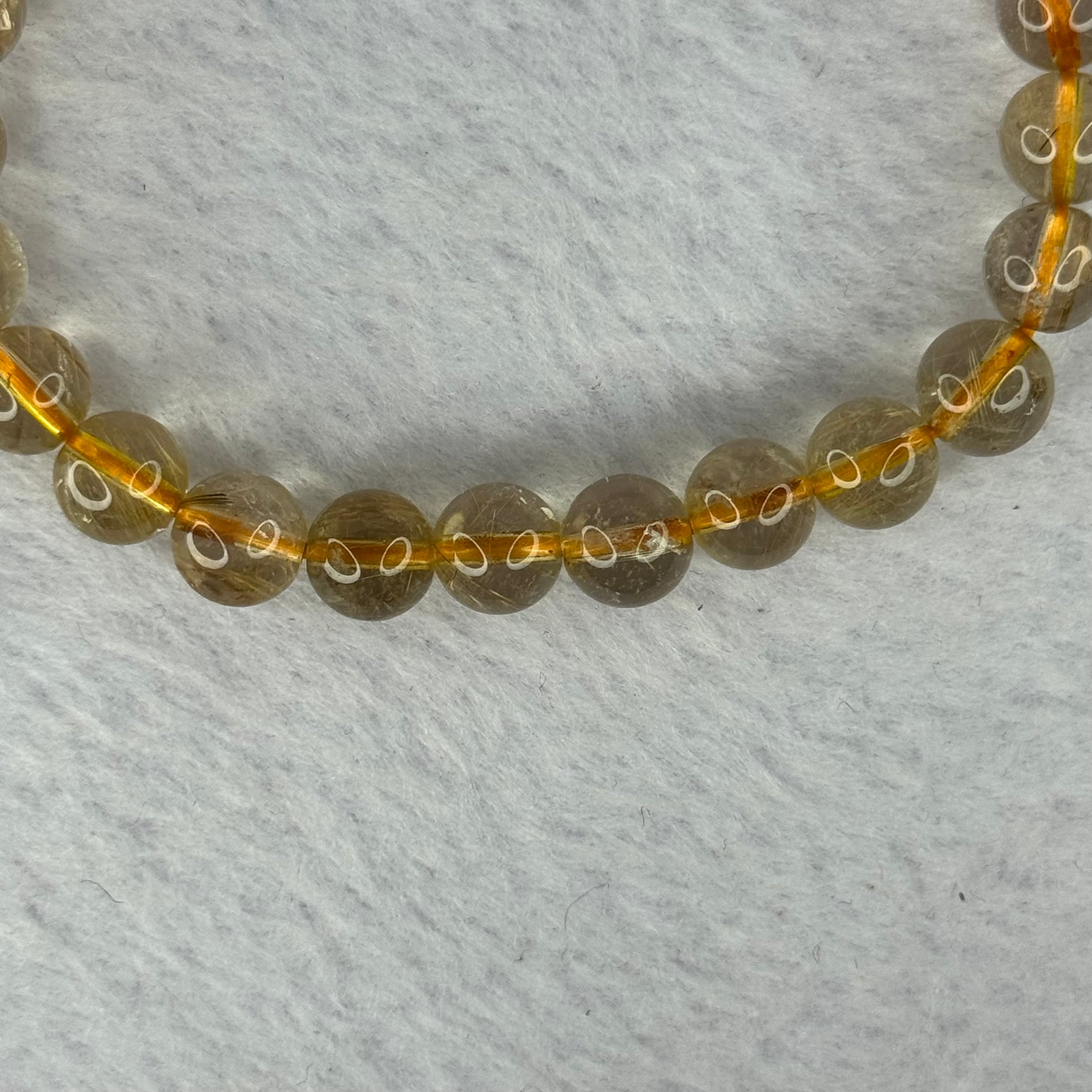 Natural Golden Rutilated Quartz Beads 天然金发水晶手链 15.35g 16cm 7.9mm 25 Beads - Huangs Jadeite and Jewelry Pte Ltd