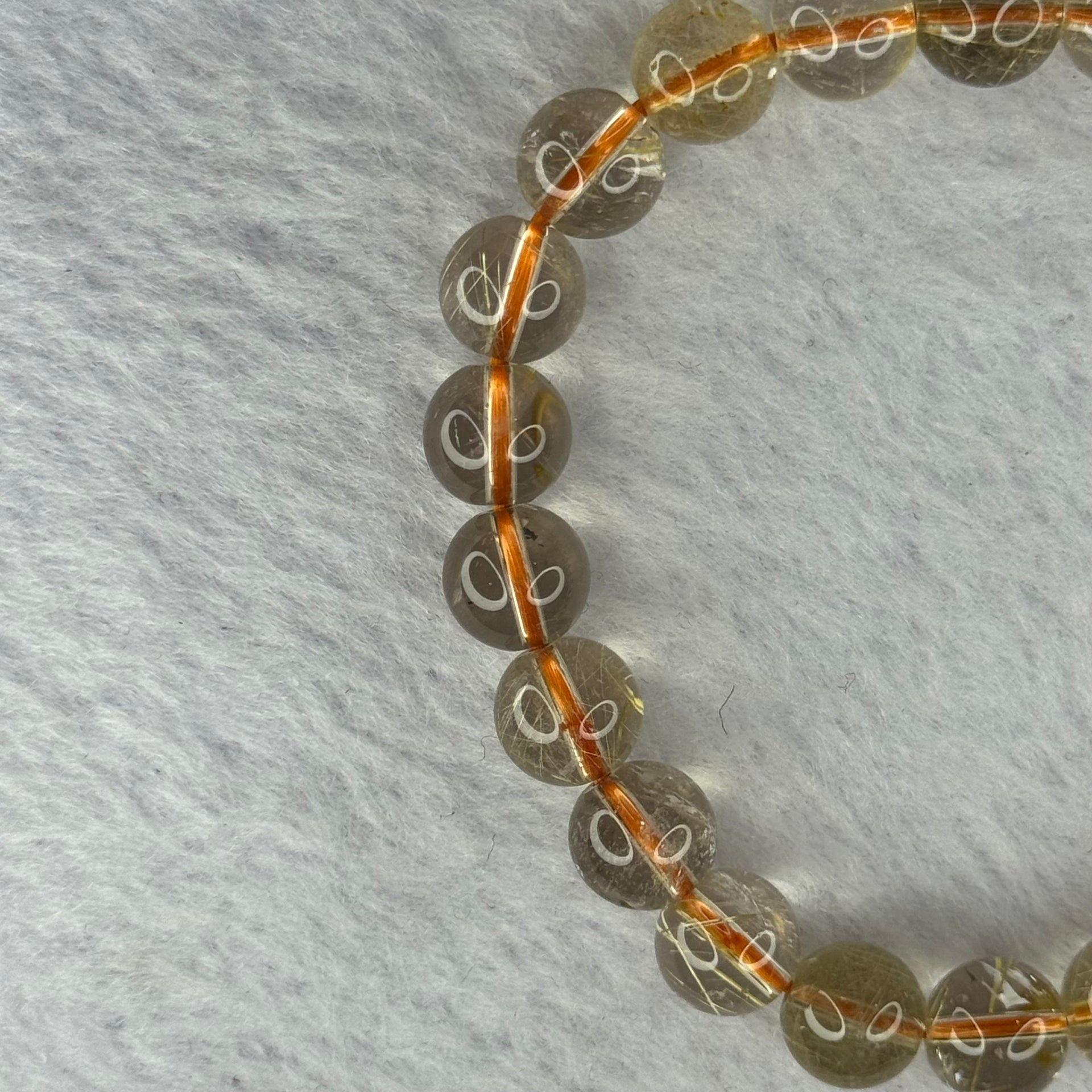 Natural Golden Rutilated Quartz Beads 天然金发水晶手链 19.90g 16cm 8.7mm 23 Beads - Huangs Jadeite and Jewelry Pte Ltd