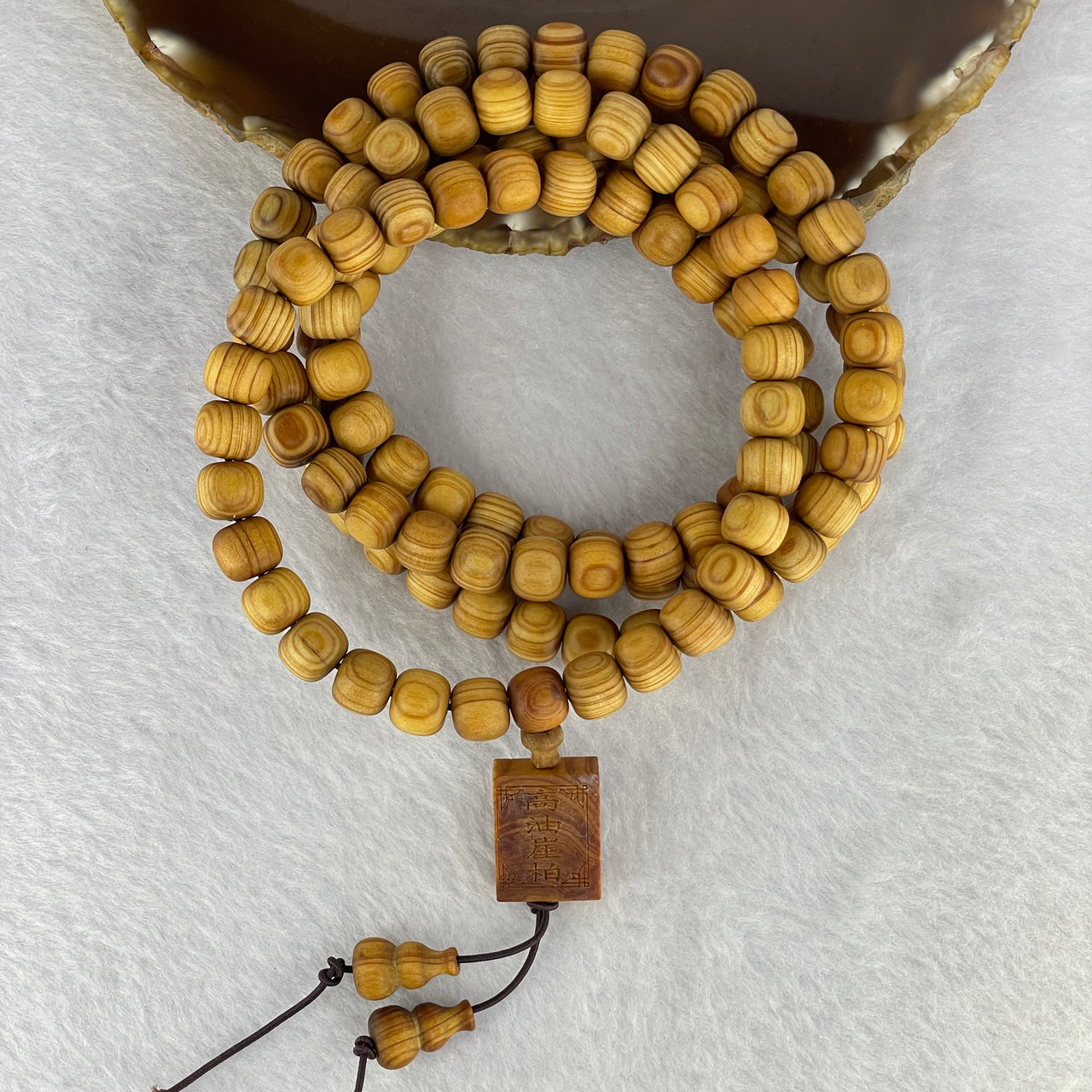 Natural Yabai Wood Beads Necklace 36.59g 9.3mm 114 Beads Pendant 19.9 by 15.0 by 6.0 mm - Huangs Jadeite and Jewelry Pte Ltd