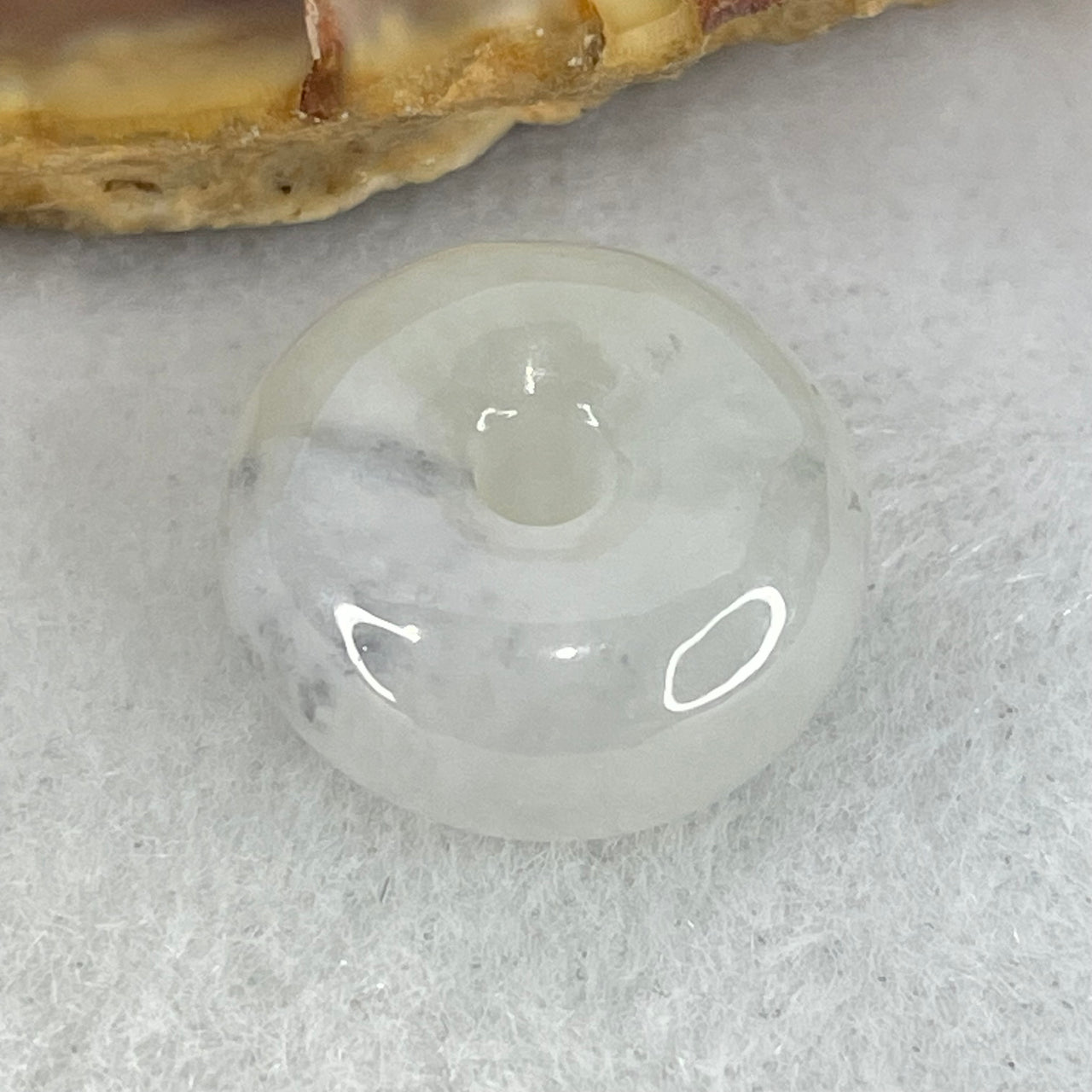 Type A Semi Icy Light Lavender With Wuji Grey Spots Jadeite Ping An Kou Charm/Pendant 2.77g 14.2 by 6.8mm